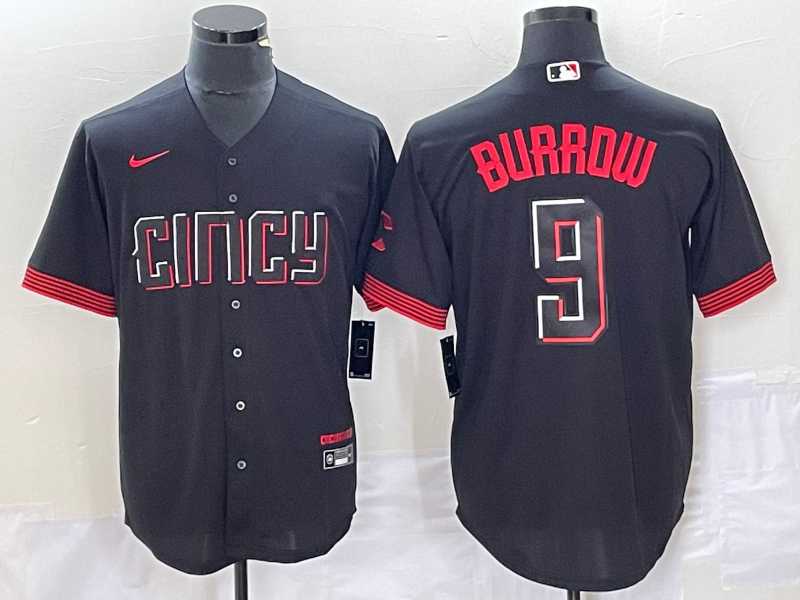 Men's Cincinnati Reds #9 Joe Burrow Black 2023 City Connect Cool Base Stitched Baseball Jersey,We sell and wholesale Men's Cincinnati Reds #9 Joe Burrow Black 2023 City Connect Cool Base Stitched Baseball Jersey on line form chian!